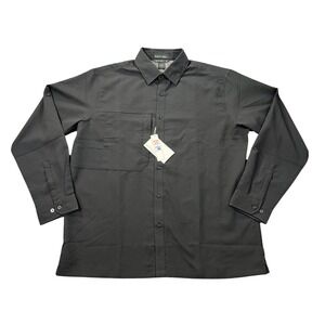 North End‎ Men's Large Black Moisture Wicking Long Sleeve Button Up Shirt 87047